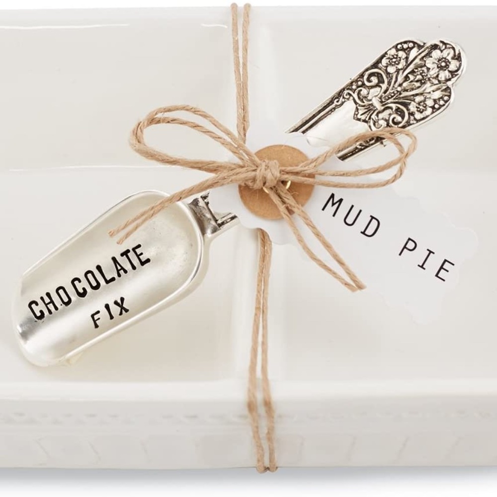 Mud Pie Chocolate Divided Candy Dish, White